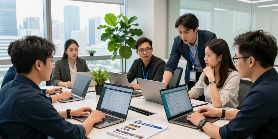 Sifu24 Hong Kong professionals collaborating in a modern office space, showcasing diverse services and teamwork.