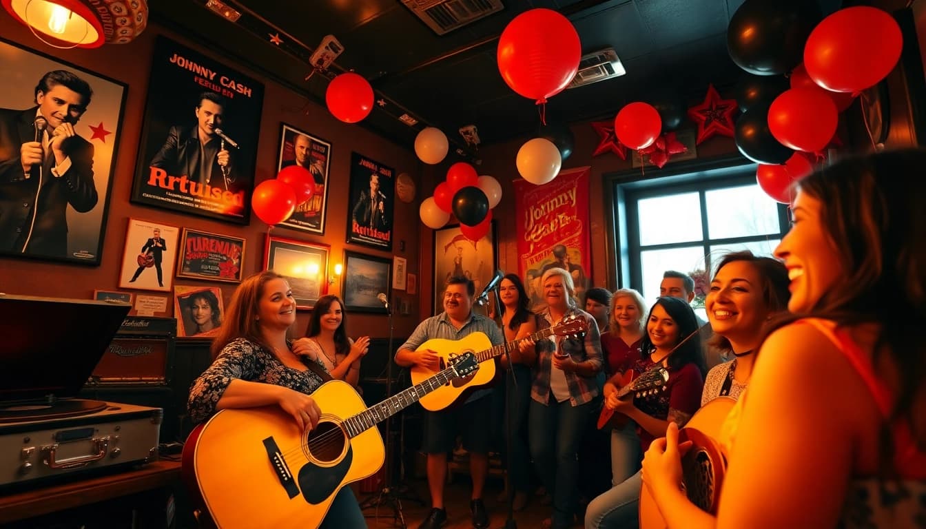Celebrating Johnny Cash's legacy at a vibrant birthday event showcasing warmth and musical community at johnnycashbirthday.com.