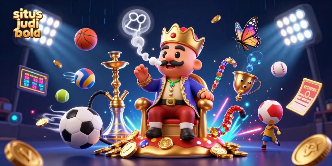 Experience sports betting excitement with situs judi bola, featuring a vibrant 3D casino scene.