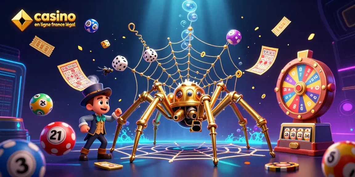 Découvrez l'univers du casino en ligne France légal à travers une illustration dynamique captivante.