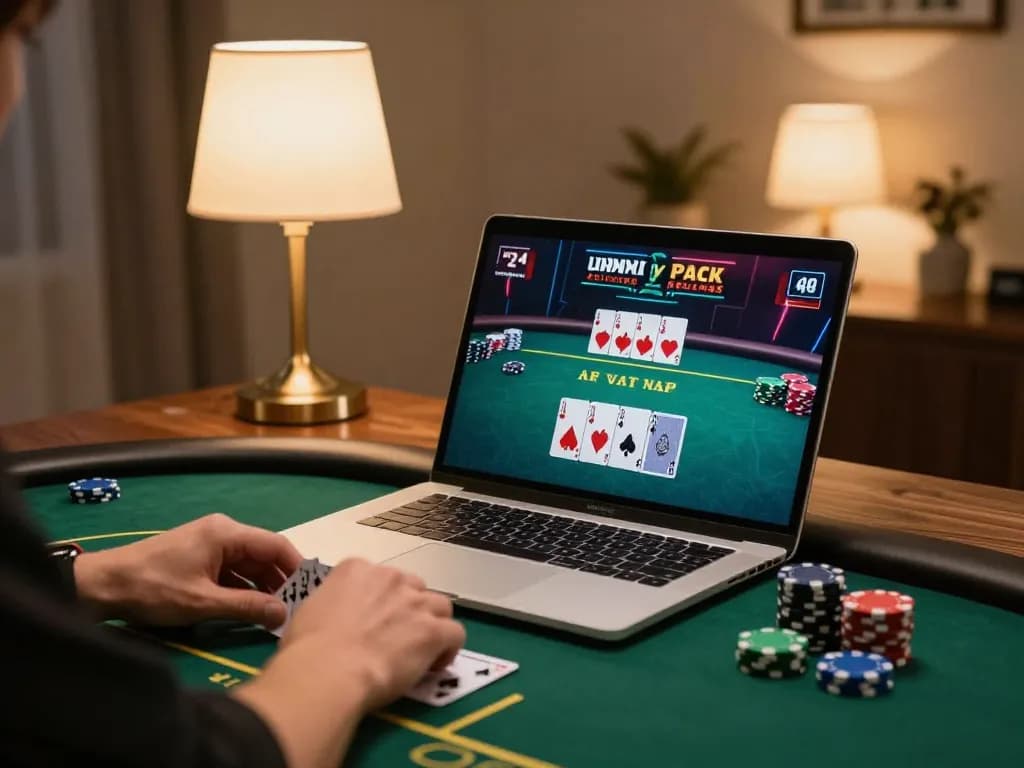 58win online poker session showcasing strategic gameplay and a cozy environment.