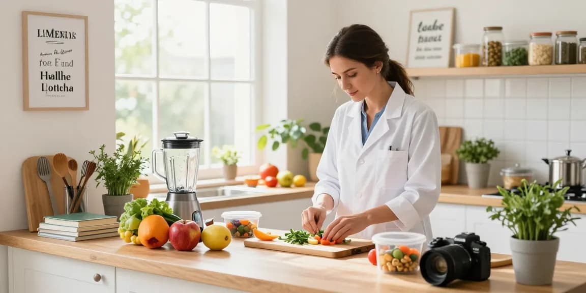 Healthy meal prep with nutritionist showcasing health tips for balanced eating.