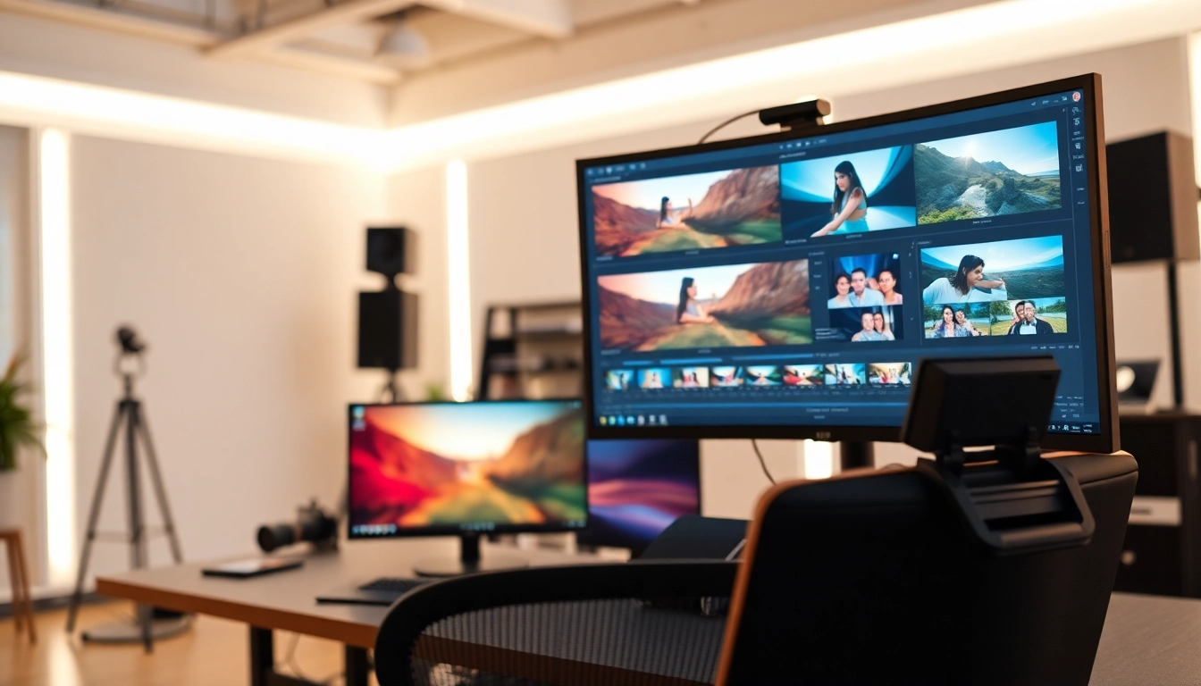 Engaging workspace showcasing post-production & editing techniques with vibrant visuals.