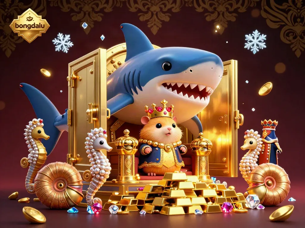 Bongdalu showcases a golden hamster king throne, royal guards, and treasure in a vibrant casino scene.