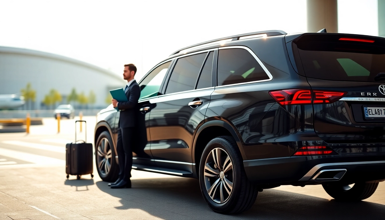 Arranging Private Airport Transfers with a luxury SUV and professional driver at the airport.