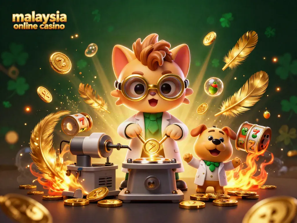 Experience exciting gameplay at malaysia online casino with scientists and golden coins dynamically flying around