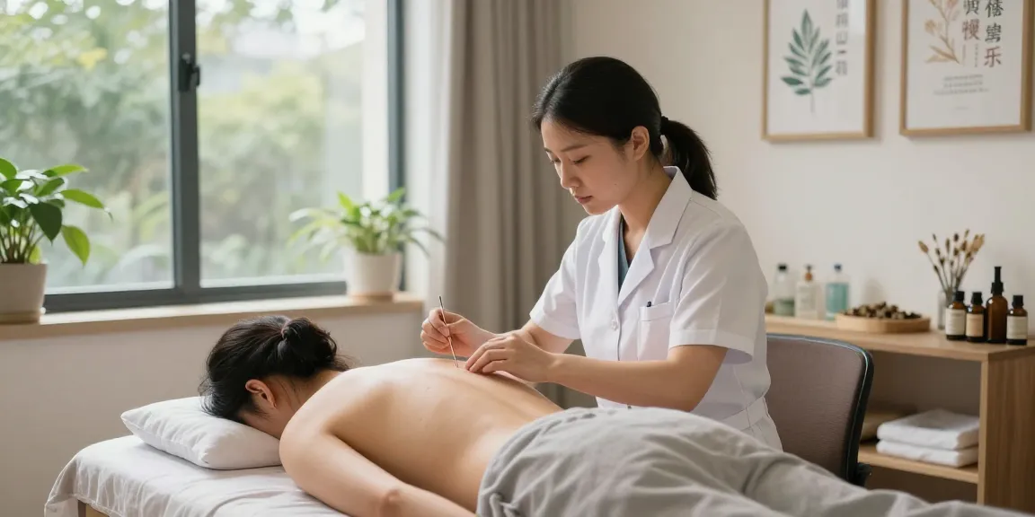Healing treatment at 영통한의원 with acupuncture in serene environment
