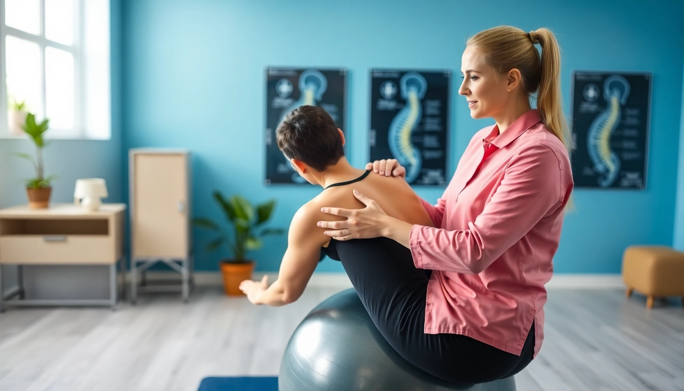 Demonstrating effective back pain remedies in a therapeutic setting.