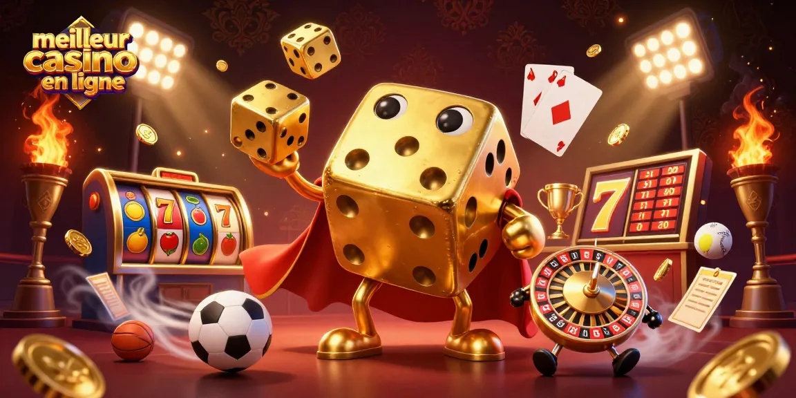Joue dans le meilleur casino en ligne avec un golem de dés dorés et des éléments de jeu captivants.