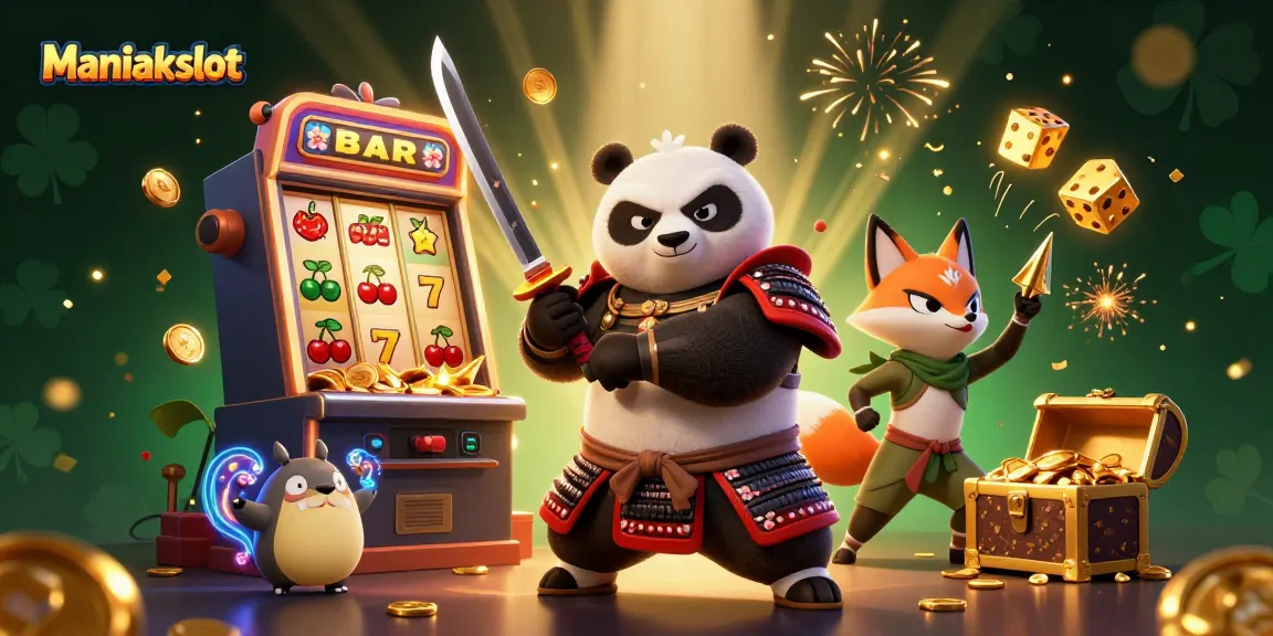 Spin the reels with Maniakslot as a cartoon samurai panda and ninja fox gear up for the jackpot!