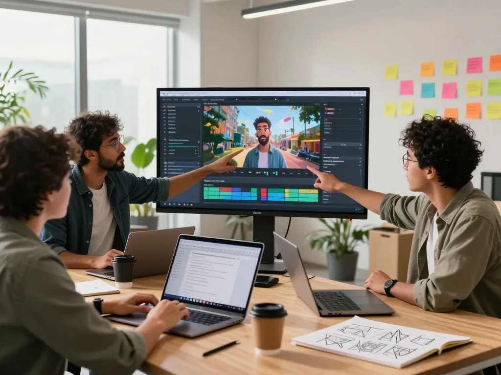 Team collaborating on Seedance 2.0 AI video in a modern workspace