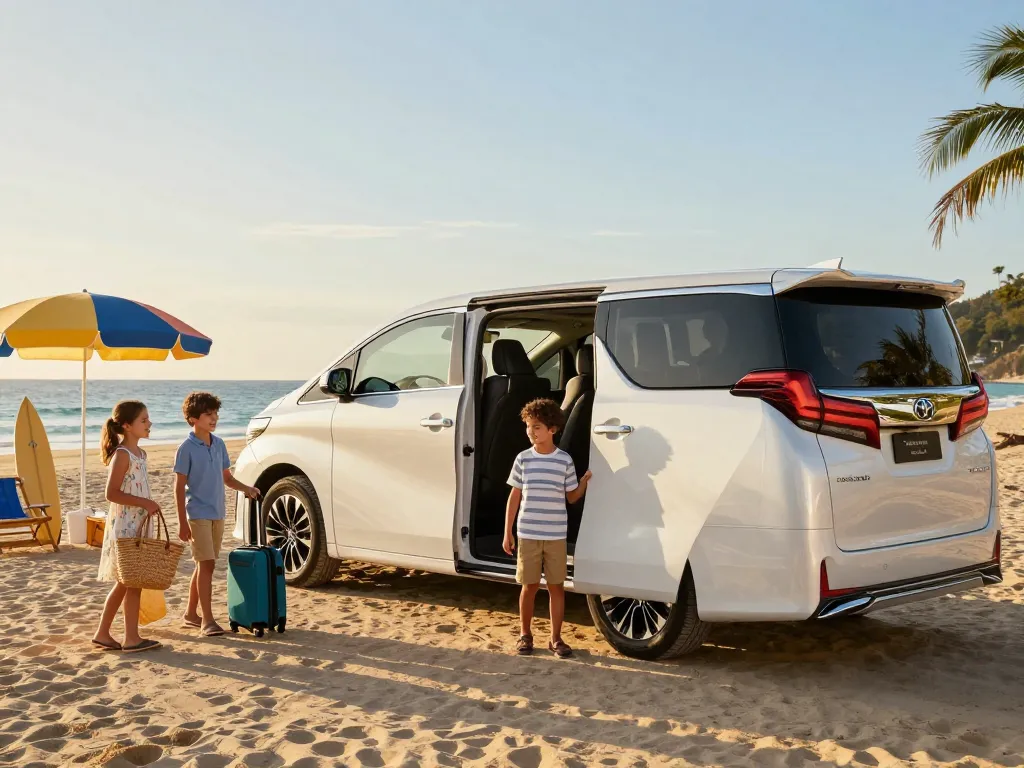 Thuê một chiếc Toyota Alphard cho các chuyến đi biển gia đình sang trọng và thoải mái.