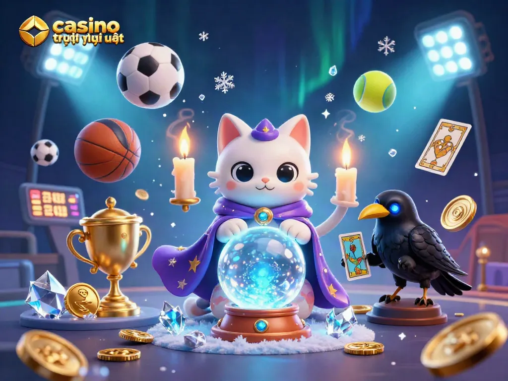 Cảm nhận những giây phút huyền bí của "casino trực tuyến uy tín" với biểu tượng bằng tiền vàng và thẻ cược.