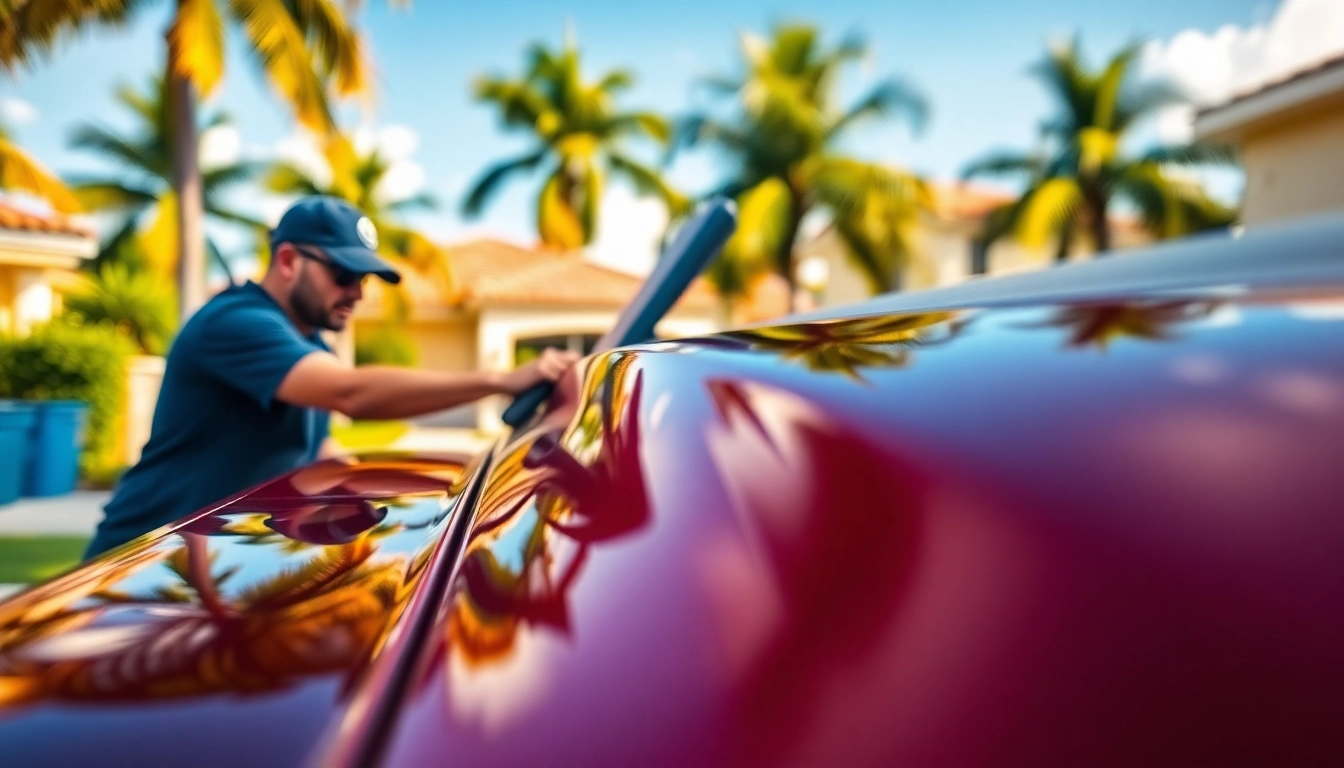 Mobile detailing Coral Springs in action with a technician enhancing a luxury vehicle's shine.