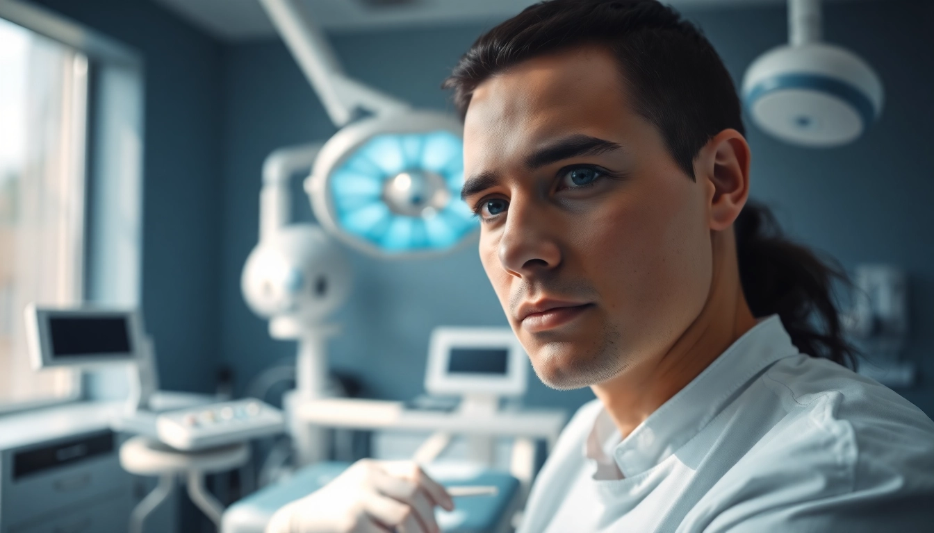 Plastische Chirurgie Hamburg: Expert examining patient with advanced tools in a serene clinic.