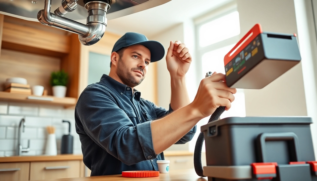 Find a reliable plumber near me fixing pipes in a modern kitchen setting.