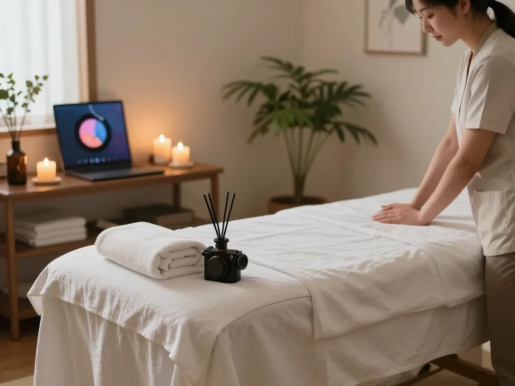 Relaxing 포항스웨디시 massage therapy room with calming decor and inviting ambiance.