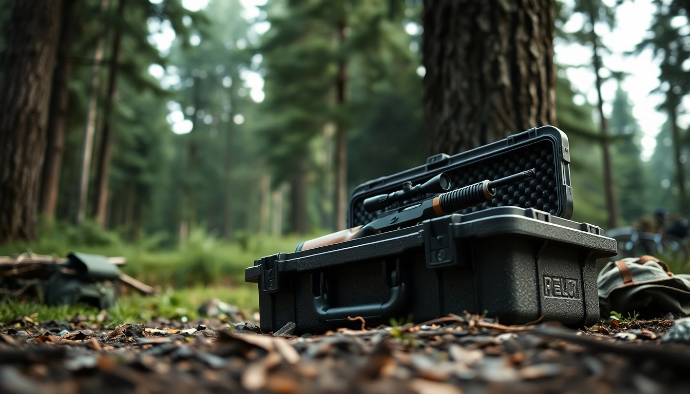 Securely holding a rifle, the pelican rifle case stands out in natural light, highlighting durability and style.