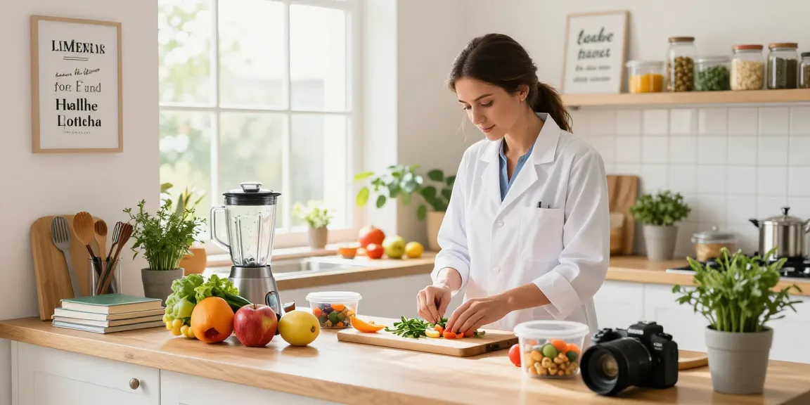 Healthy meal prep with nutritionist showcasing health tips for balanced eating.