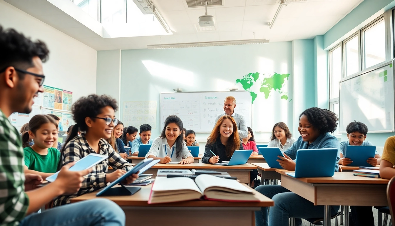 Engaged students in a modern classroom focused on innovative education practices.