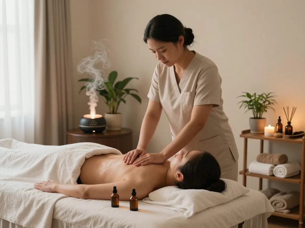 Relaxing 부전동마사지 session in a calming studio environment with a skilled therapist.
