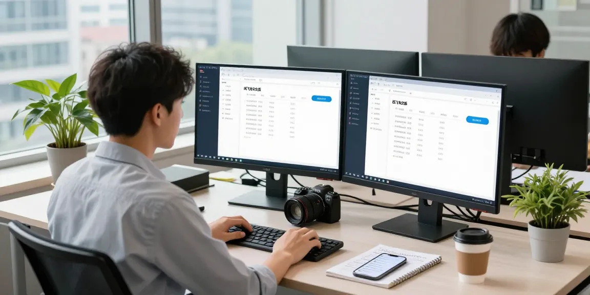 Professional workspace showcasing 纸飞机中文版 interface on dual monitors, emphasizing productivity and modern communication tools.