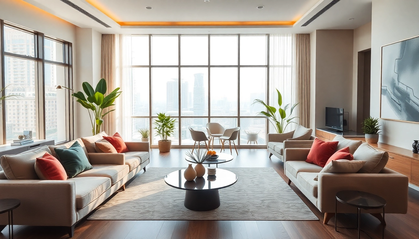 Visual representation of innovative interior design dubai featuring a luxurious apartment setting.