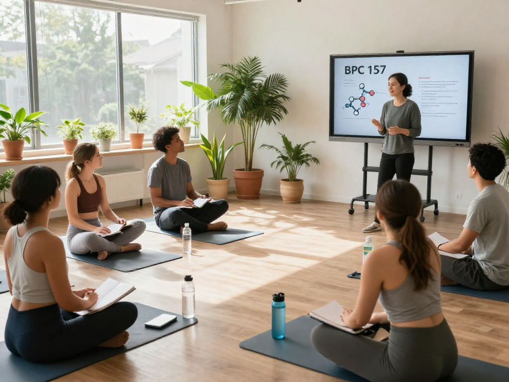 Explore BPC 157 benefits in a health workshop with expert presentation.