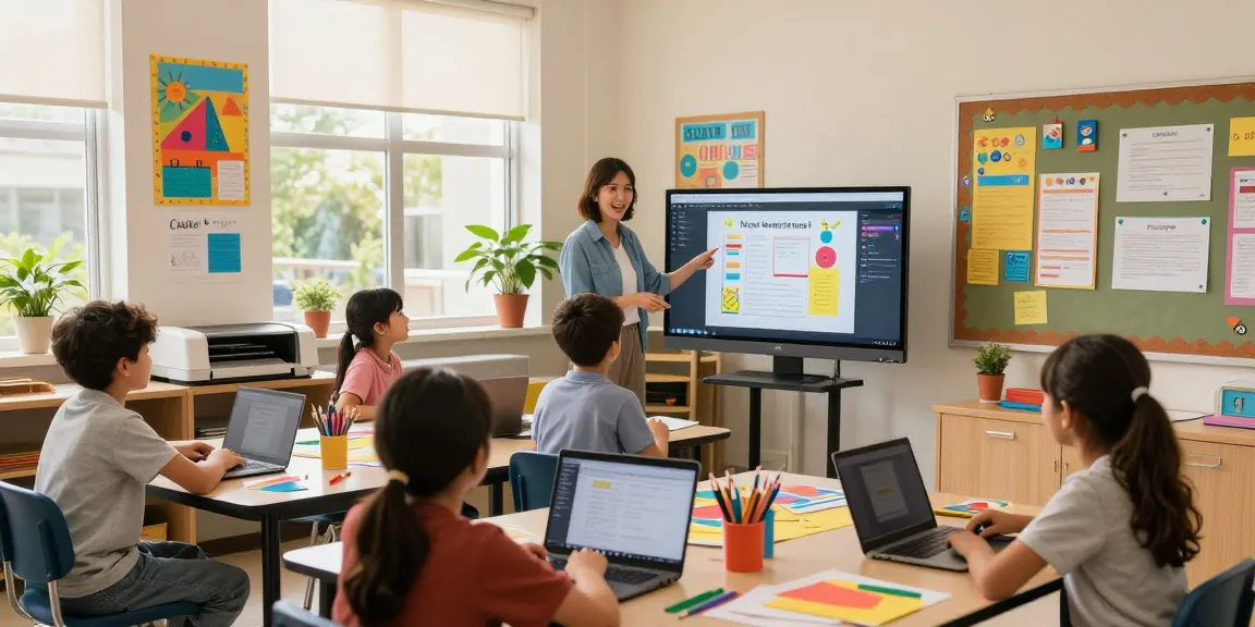 Engaged classroom scene demonstrating the use of Poster Printers for schools in creative projects.