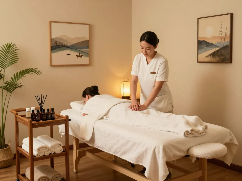 Relaxing 부전동마사지 therapy room with soothing ambiance and essential oils.