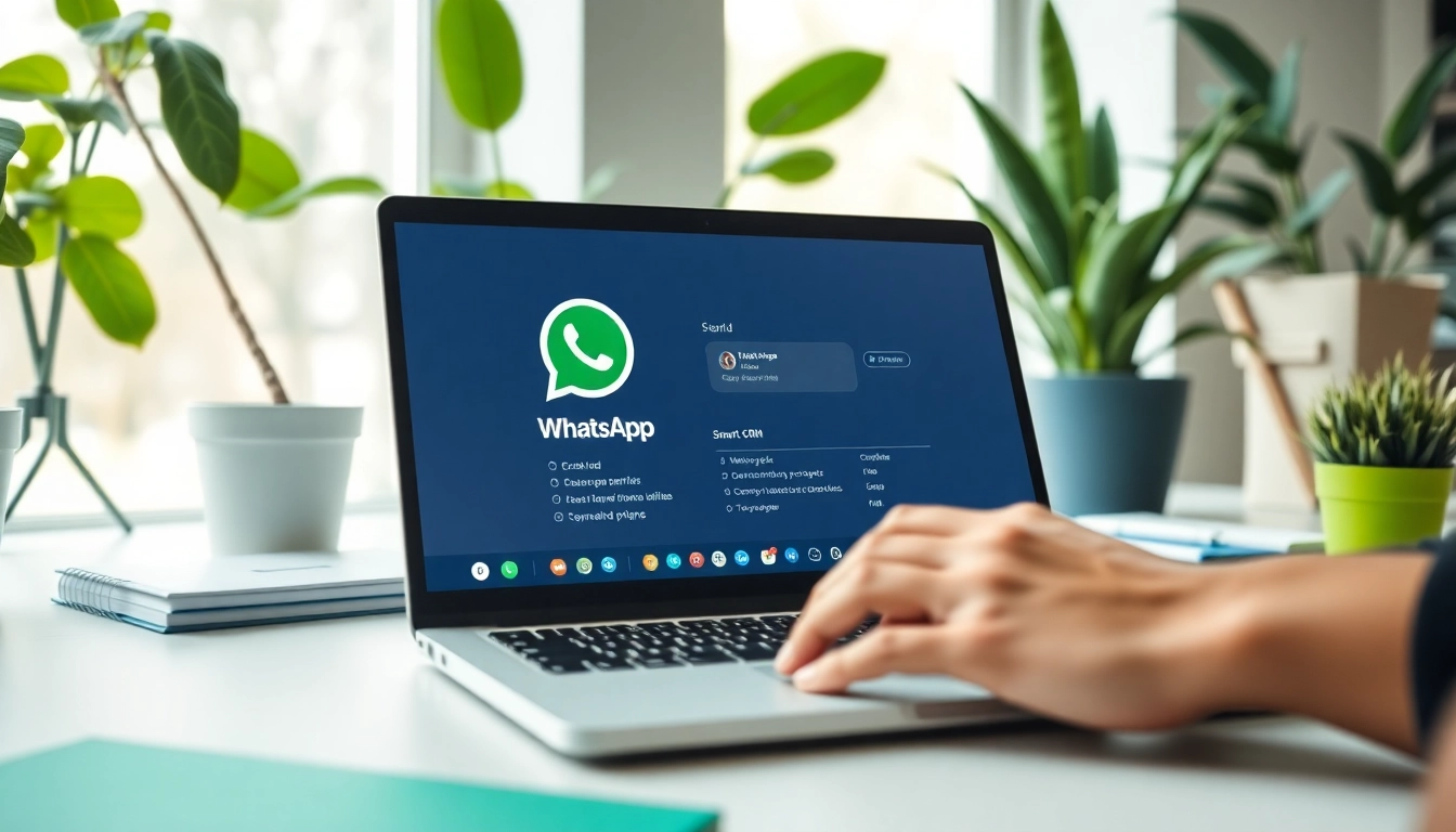 Utilizing WhatsApp Smart CRM for efficient customer management in a modern workspace.