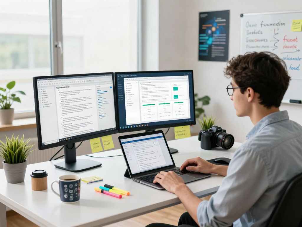 Document fraud detection dashboard in a modern workspace with data analysis tools.