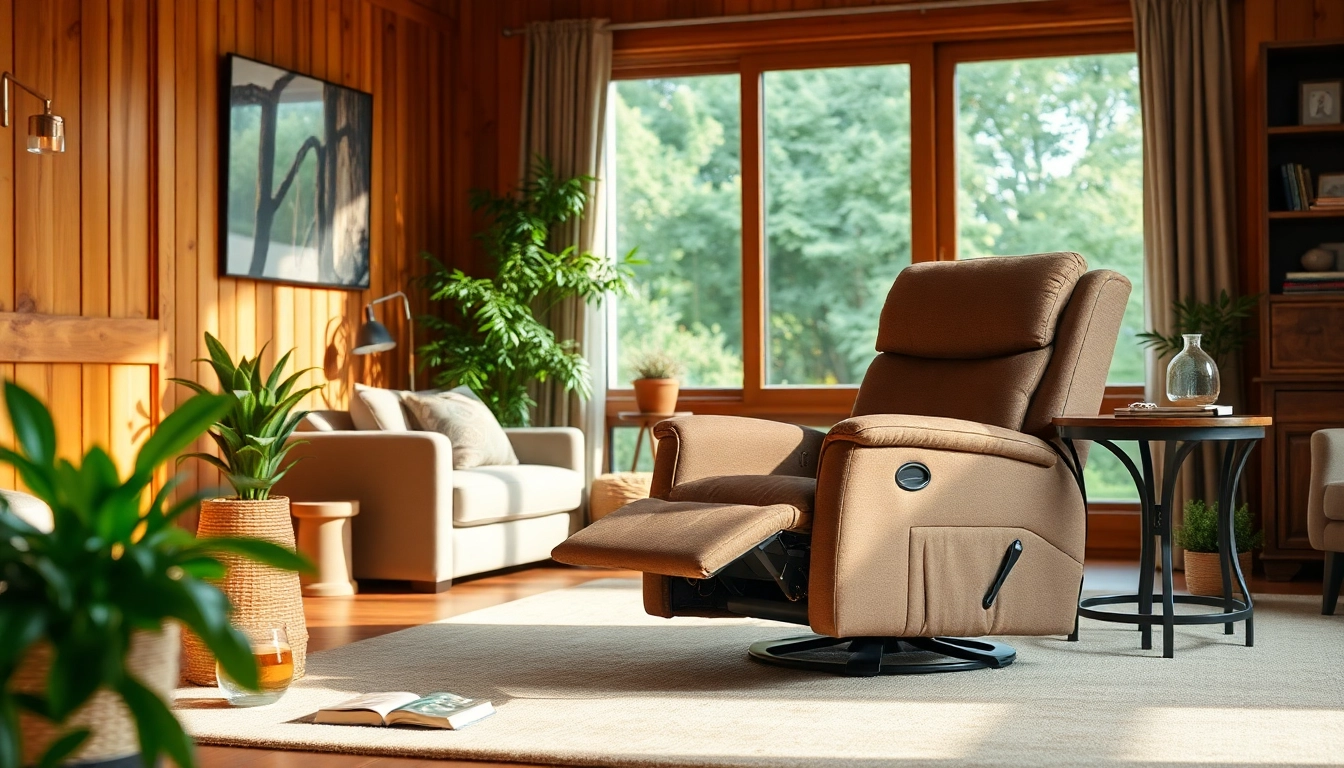 Experience comfort with reclining lift chair with heat and massage in a serene setting.