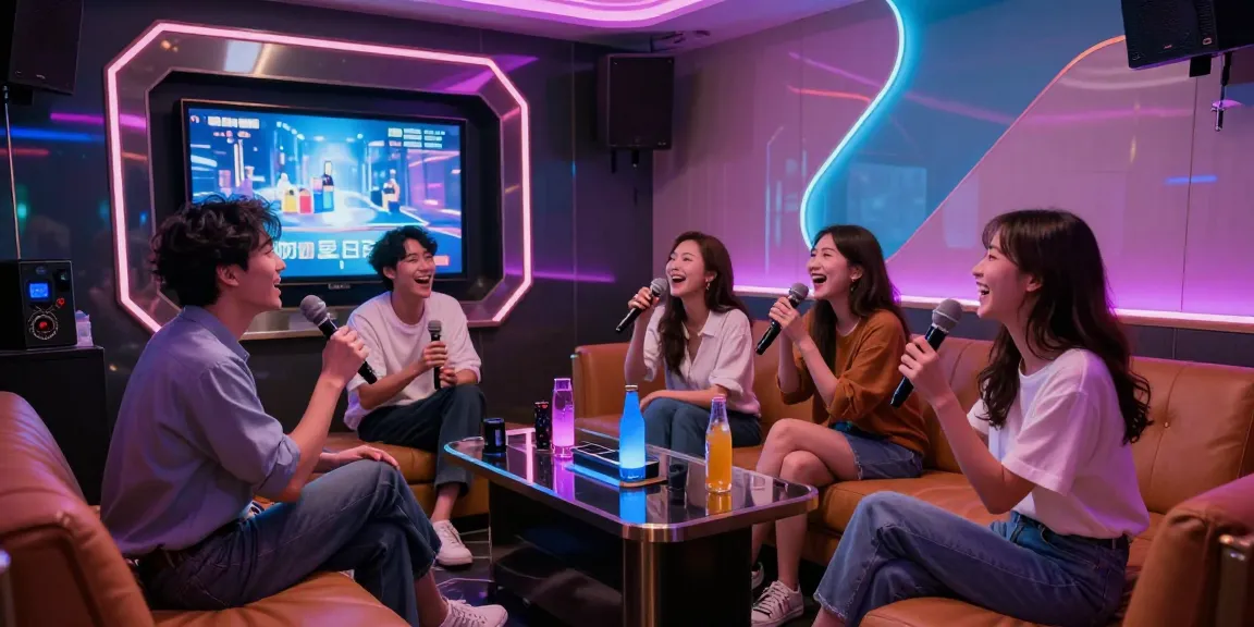 Group singing at 인천쓰리노 karaoke room, showcasing vibrant nightlife and private entertainment.