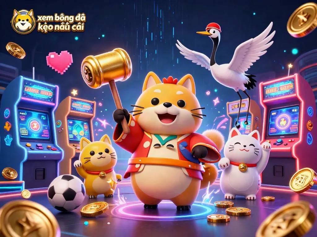 Xem bóng đá trực tuyến kèo nhà cái với hình ảnh sinh động của tanuki và những biểu tượng may mắn trong casino