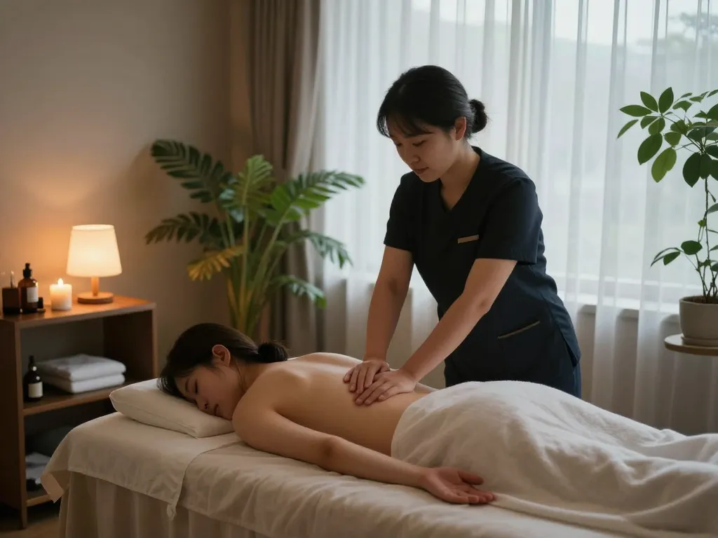 Experience 신사동마사지 in a luxurious massage studio, showcasing serenity and relaxation.