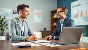 카드 한도 현금화에 대한 조언을 하는 전문가와 사무실의 모습