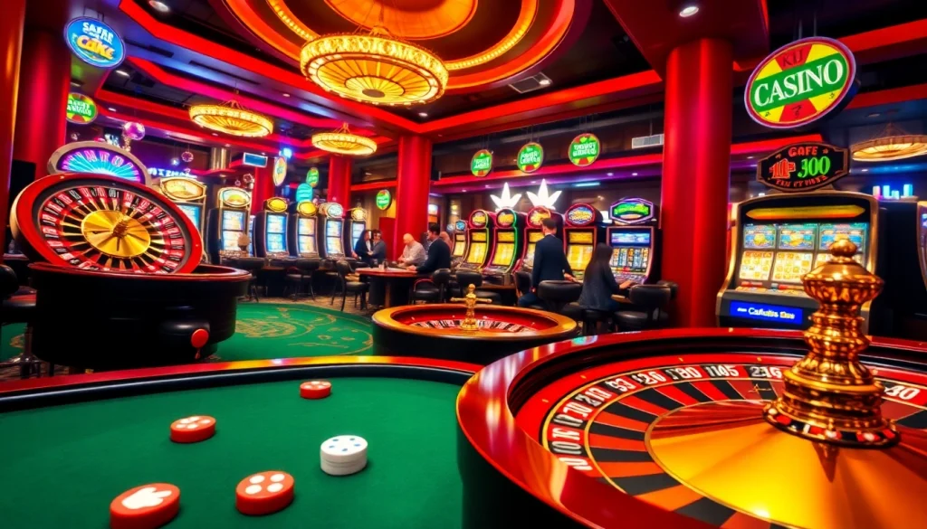 KJC AC 3 casino scene with roulette wheel, poker table, and slot machines