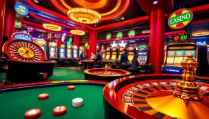 KJC AC 3 casino scene with roulette wheel, poker table, and slot machines