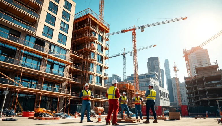 Manhattan Commercial General Contractor overseeing construction site with skilled professionals.