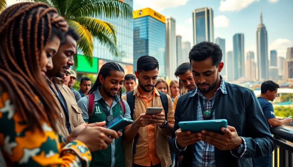 Discover the best sports betting sites for Brazil with a lively betting scene depicting users engaging with platforms.