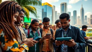 Discover the best sports betting sites for Brazil with a lively betting scene depicting users engaging with platforms.