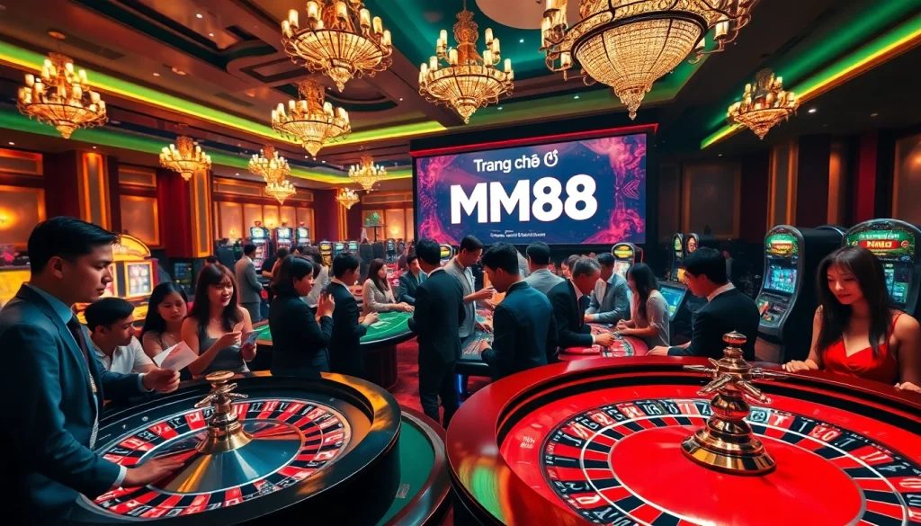Experience the thrill of winning at Trang chủ MM88's lively casino tables filled with colorful chips and cards.