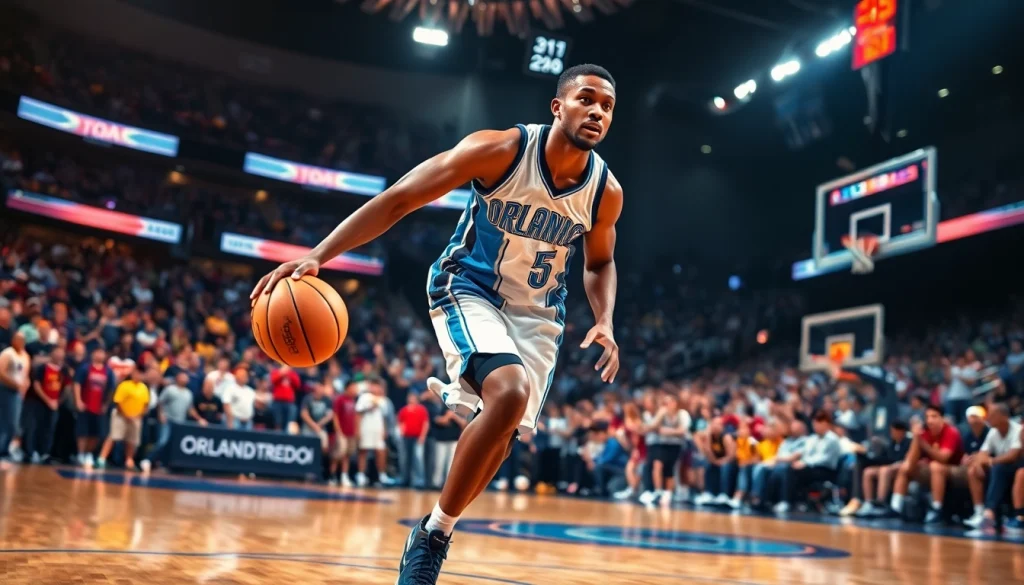 Captivating shot of Orlando Black showcasing athletic skill on the basketball court.