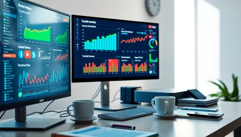 Visualize the functionality and effectiveness of a youtube smm panel through an engaging workspace image.