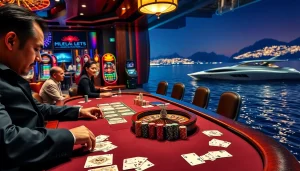 Engage in thrilling poker at a luxe table featuring XX88 Boats and colorful chips.