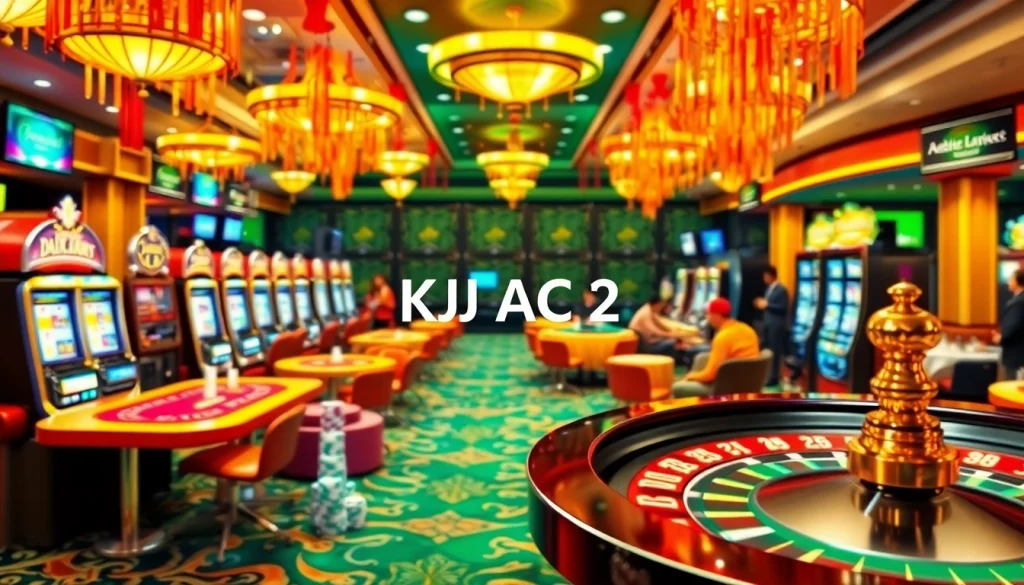 An exciting scene from KJC AC 2 featuring lively casino tables and slot machines.