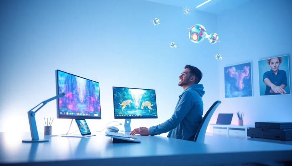 Showcase the nano banana pro AI tool enhancing digital creativity in a modern workspace.