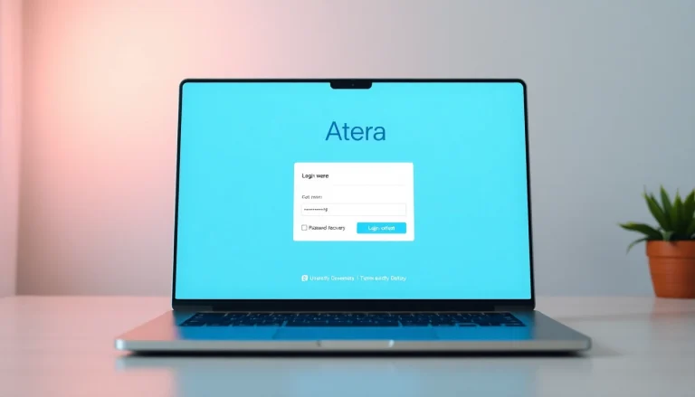 Atera login interface shown on a laptop with user-friendly features and a clean design.