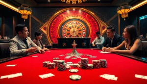 Experience the thrill of gambling at link 188bet with vibrant poker tables and roulette action.